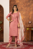 Elegant Embroidered Kurti Pant Dupatta Set