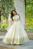 Premium Chinon Silk Embroidered Anarkali Gown with Dupatta