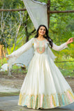 Premium Chinon Silk Embroidered Anarkali Gown with Dupatta