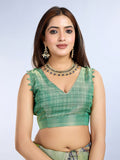 Light Green Abstract Printed Saree