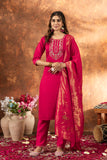 Embroidered Kurti, Salwar & Dupatta Set