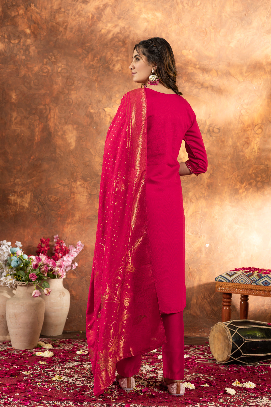 Embroidered Kurti, Salwar & Dupatta Set