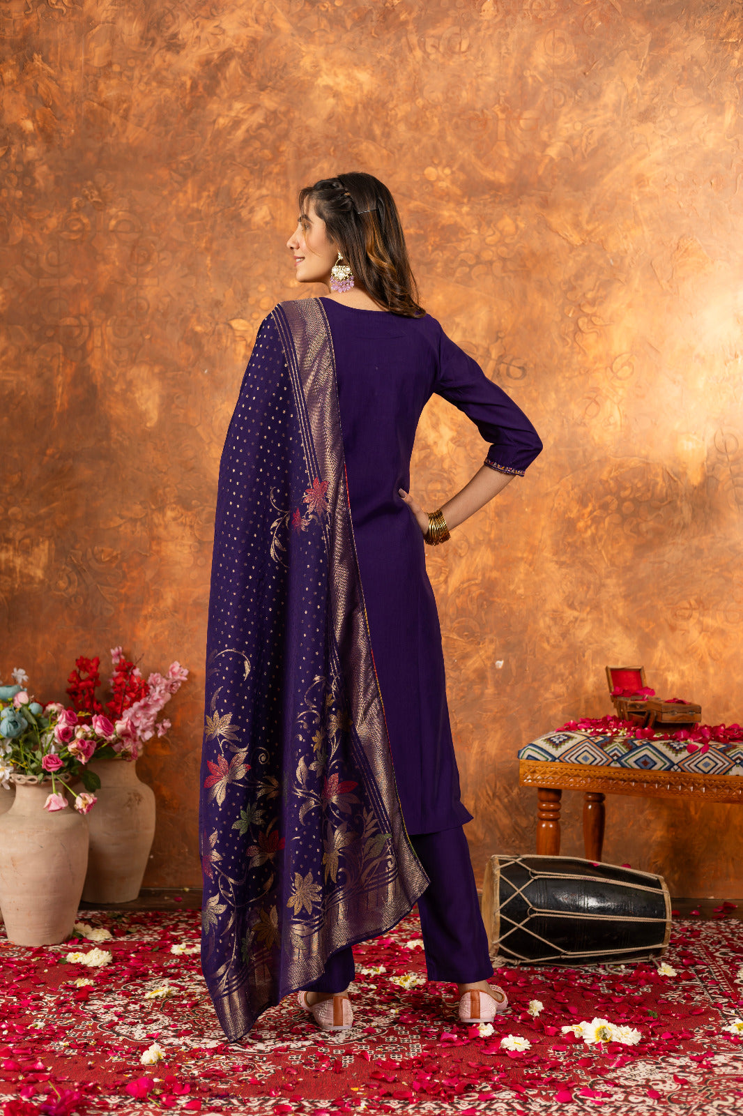 Embroidered Kurti, Salwar & Dupatta Set