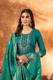 Embroidered Kurti, Salwar & Dupatta Set