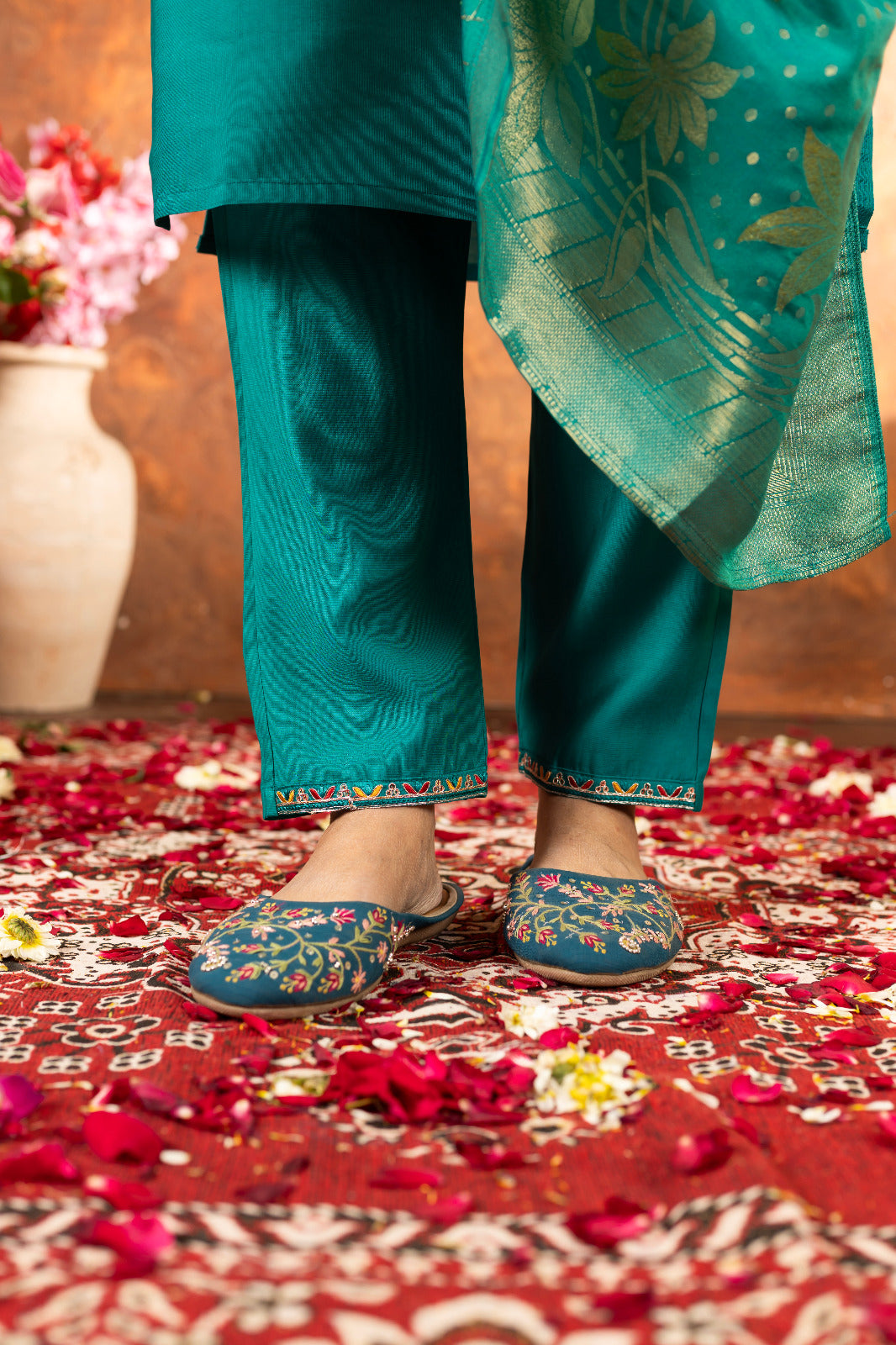 Embroidered Kurti, Salwar & Dupatta Set