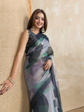 Grey Abstract Printed Erode Anmol Silk Saree