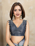 Grey Abstract Printed Erode Anmol Silk Saree