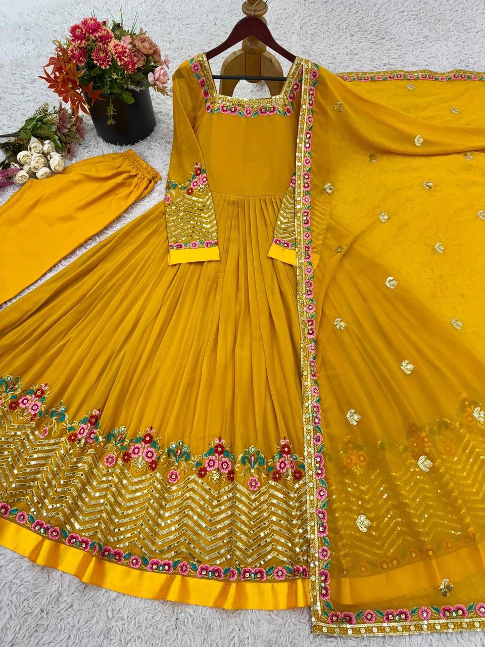 Luxury Sequin Embroidered Anarkali with Dupatta