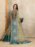 Olive Green Ethnic Printed Erode Anmol Silk Saree