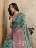 Green & Mauve Dual-Tone Printed Erode Anmol Silk Saree