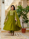 Elegant Embroidered Anarkali Kurti with Pant & Dupatta (Stitched – 3 Piece Set)