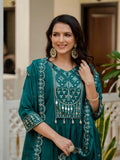 Elegant Embroidered Anarkali Kurti with Pant & Dupatta (Stitched – 3 Piece Set)