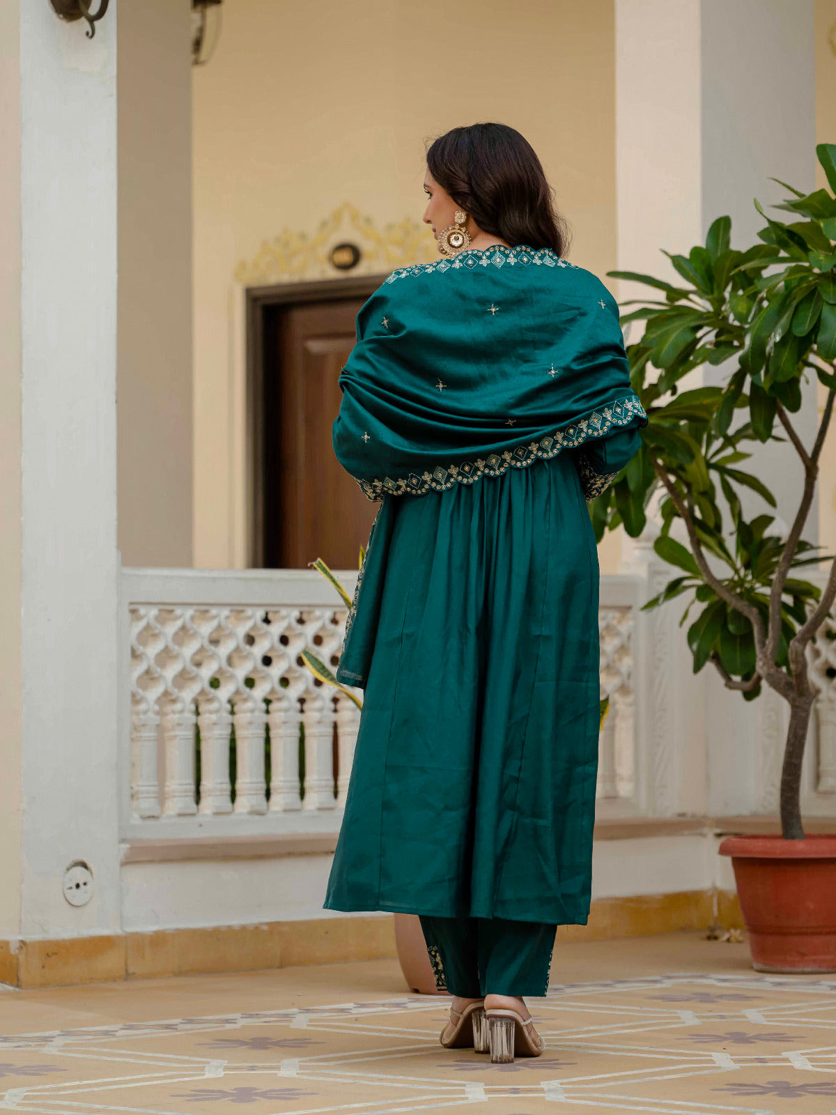Elegant Embroidered Anarkali Kurti with Pant & Dupatta (Stitched – 3 Piece Set)