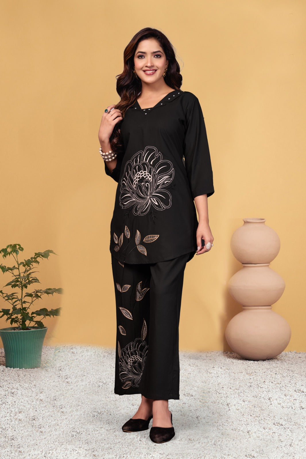 Premium Embroidered Viscose Rayon Co-Ord Set