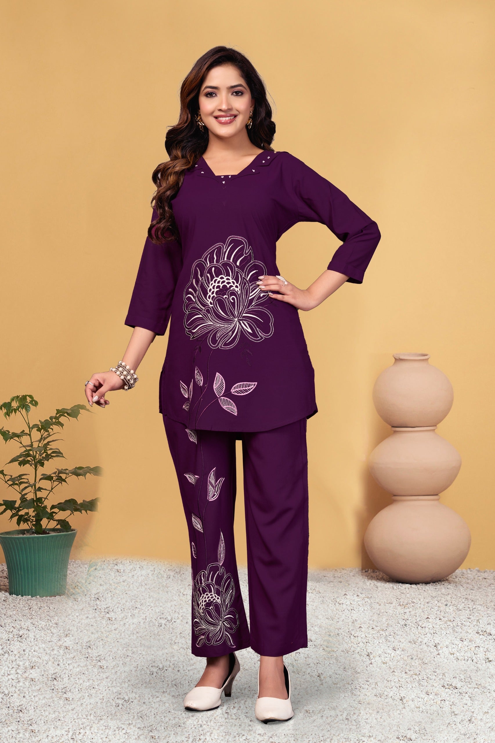 Premium Embroidered Viscose Rayon Co-Ord Set