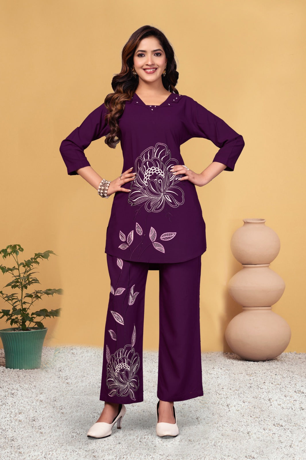 Premium Embroidered Viscose Rayon Co-Ord Set