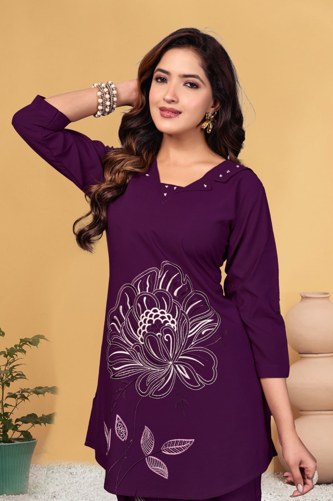 Premium Embroidered Viscose Rayon Co-Ord Set