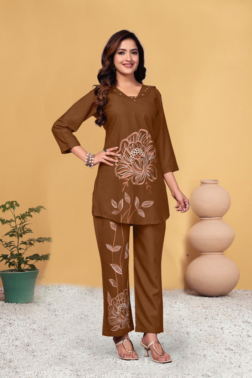 Premium Embroidered Viscose Rayon Co-Ord Set