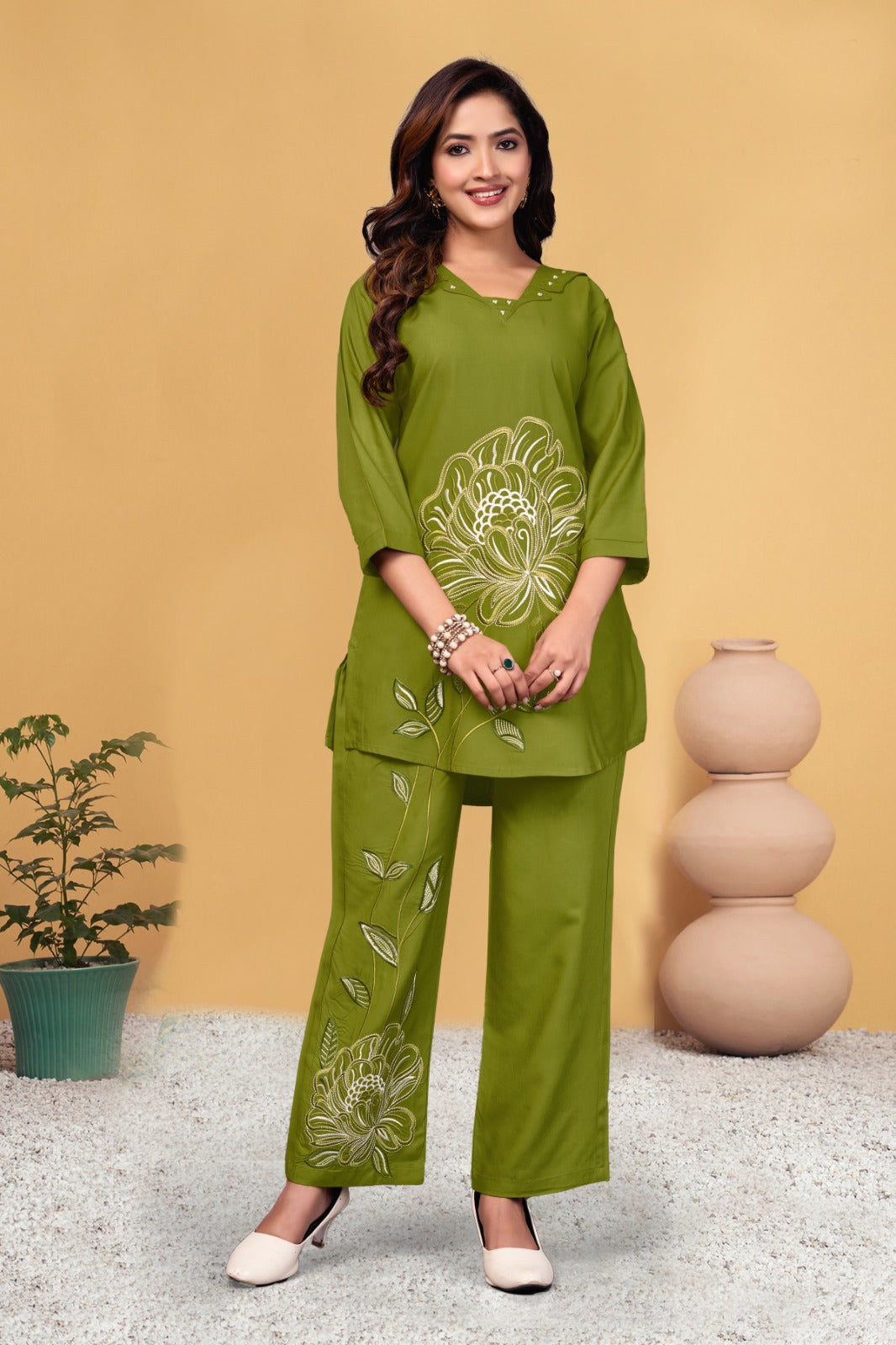Premium Embroidered Viscose Rayon Co-Ord Set