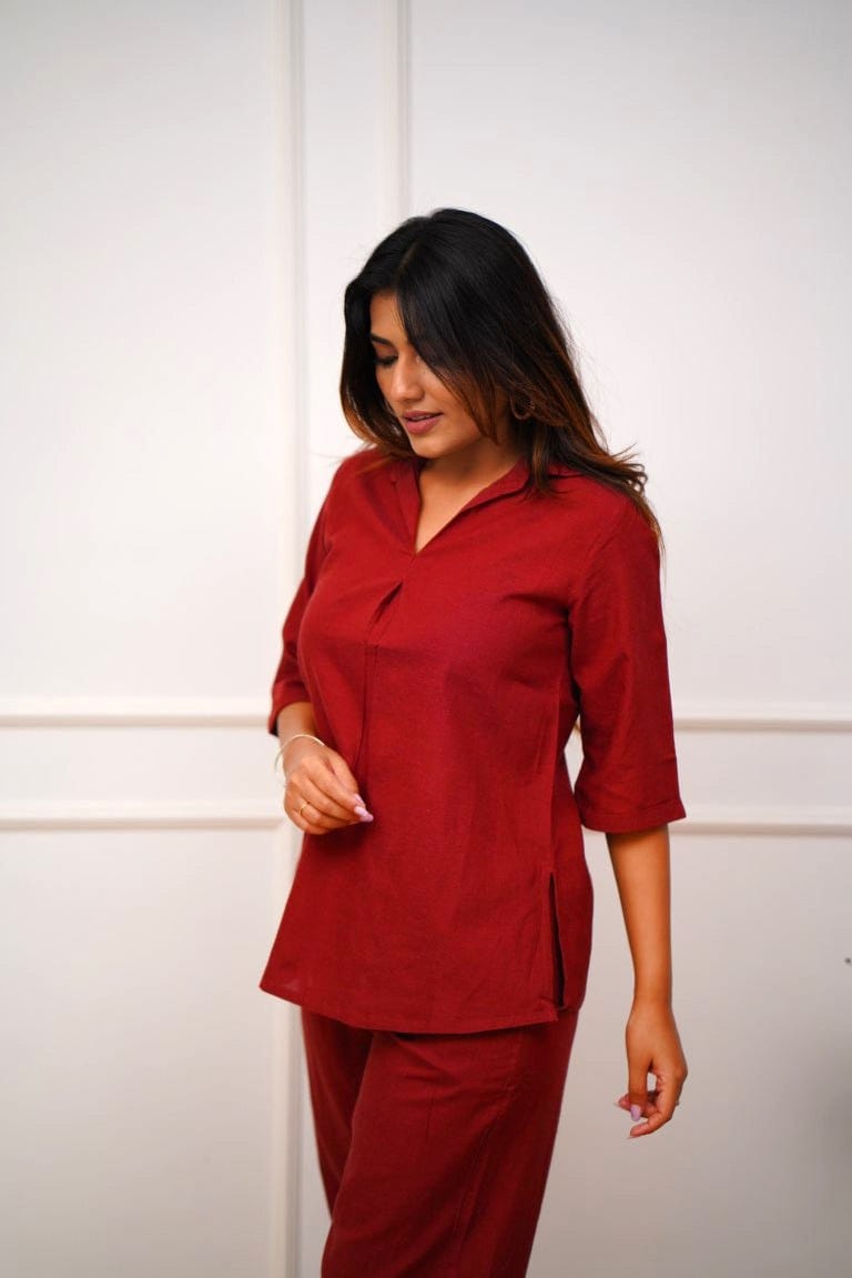 Pure Rayon Solid Top & Pant Set for Office & Daily Wear