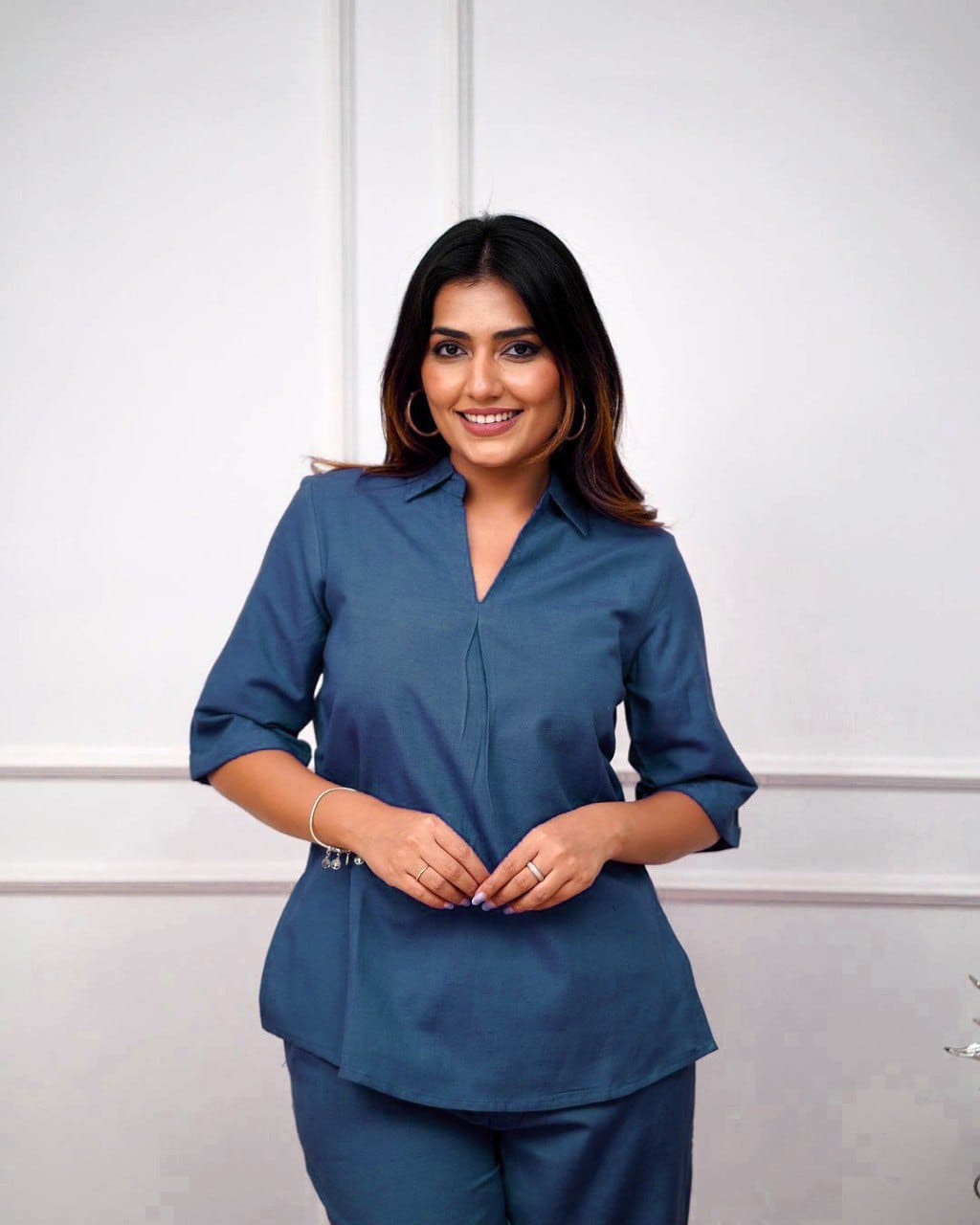 Pure Rayon Solid Top & Pant Set for Office & Daily Wear