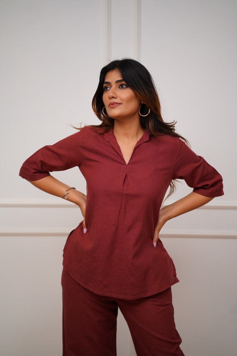 Pure Rayon Solid Top & Pant Set for Office & Daily Wear
