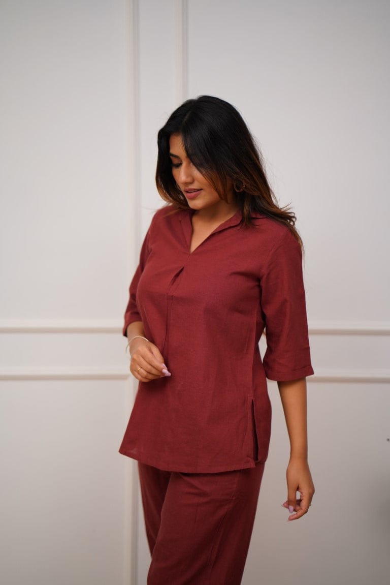 Pure Rayon Solid Top & Pant Set for Office & Daily Wear