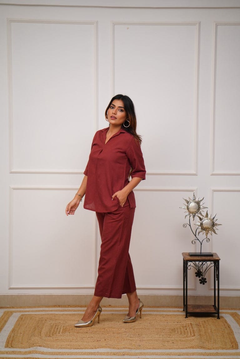 Pure Rayon Solid Top & Pant Set for Office & Daily Wear