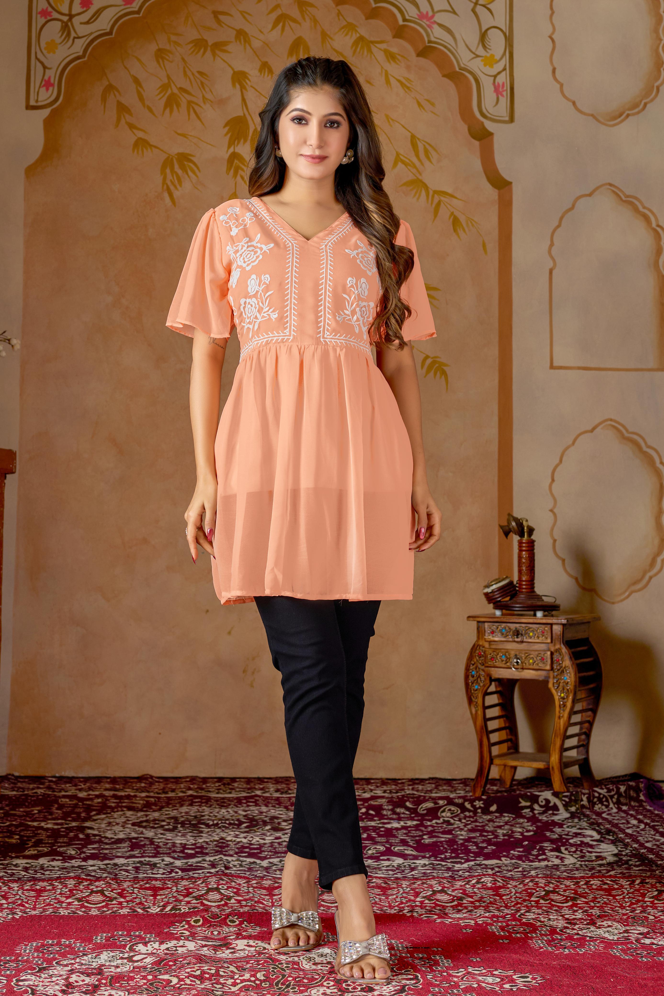 Heavy Georgette Embroidered Anarkali Top