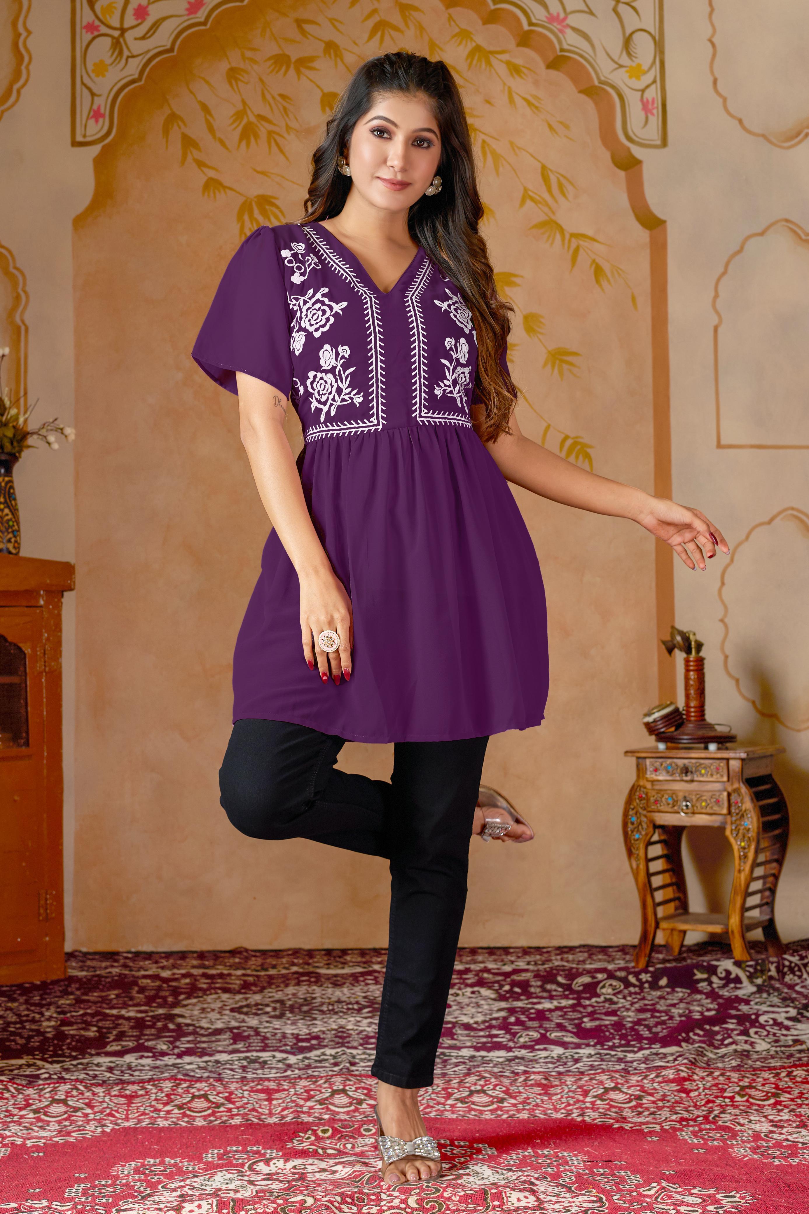 Heavy Georgette Embroidered Anarkali Top