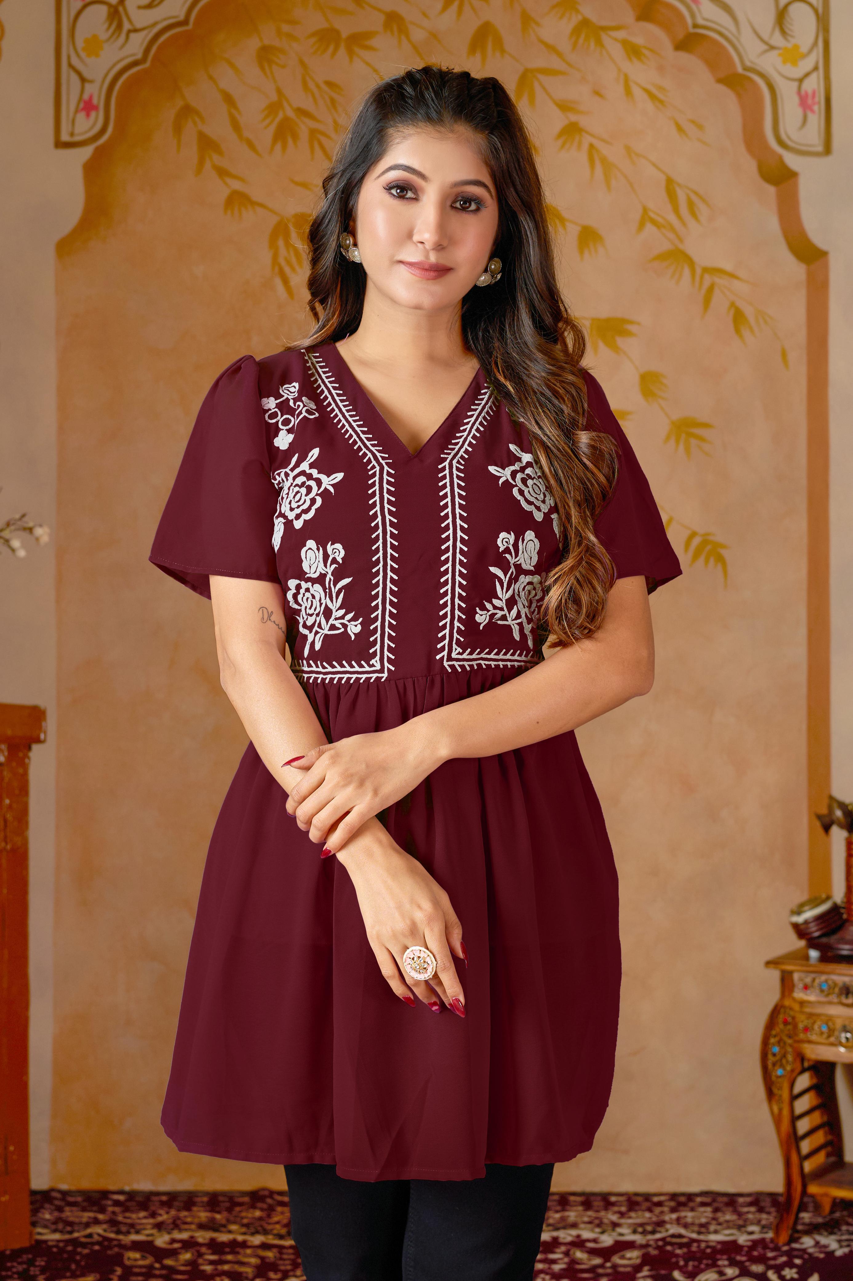 Heavy Georgette Embroidered Anarkali Top