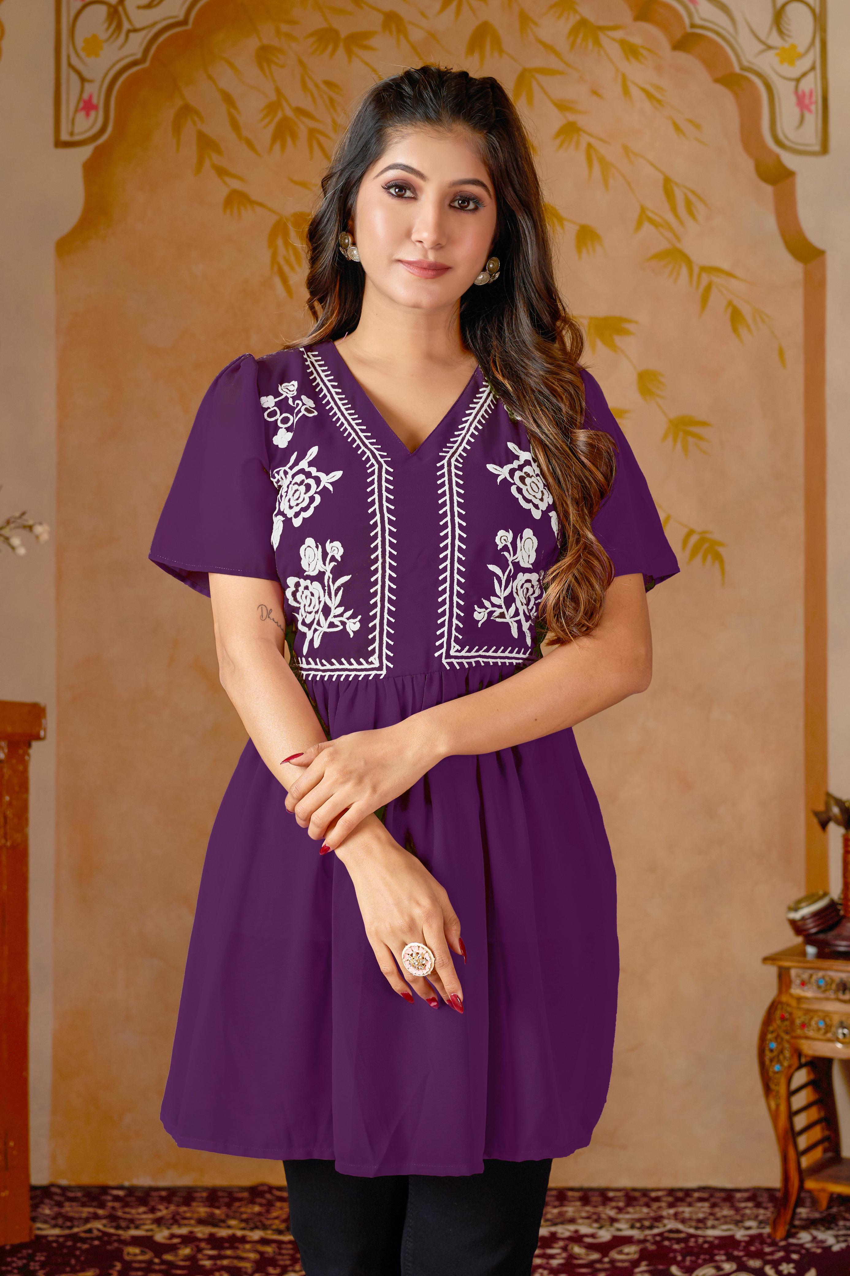 Heavy Georgette Embroidered Anarkali Top