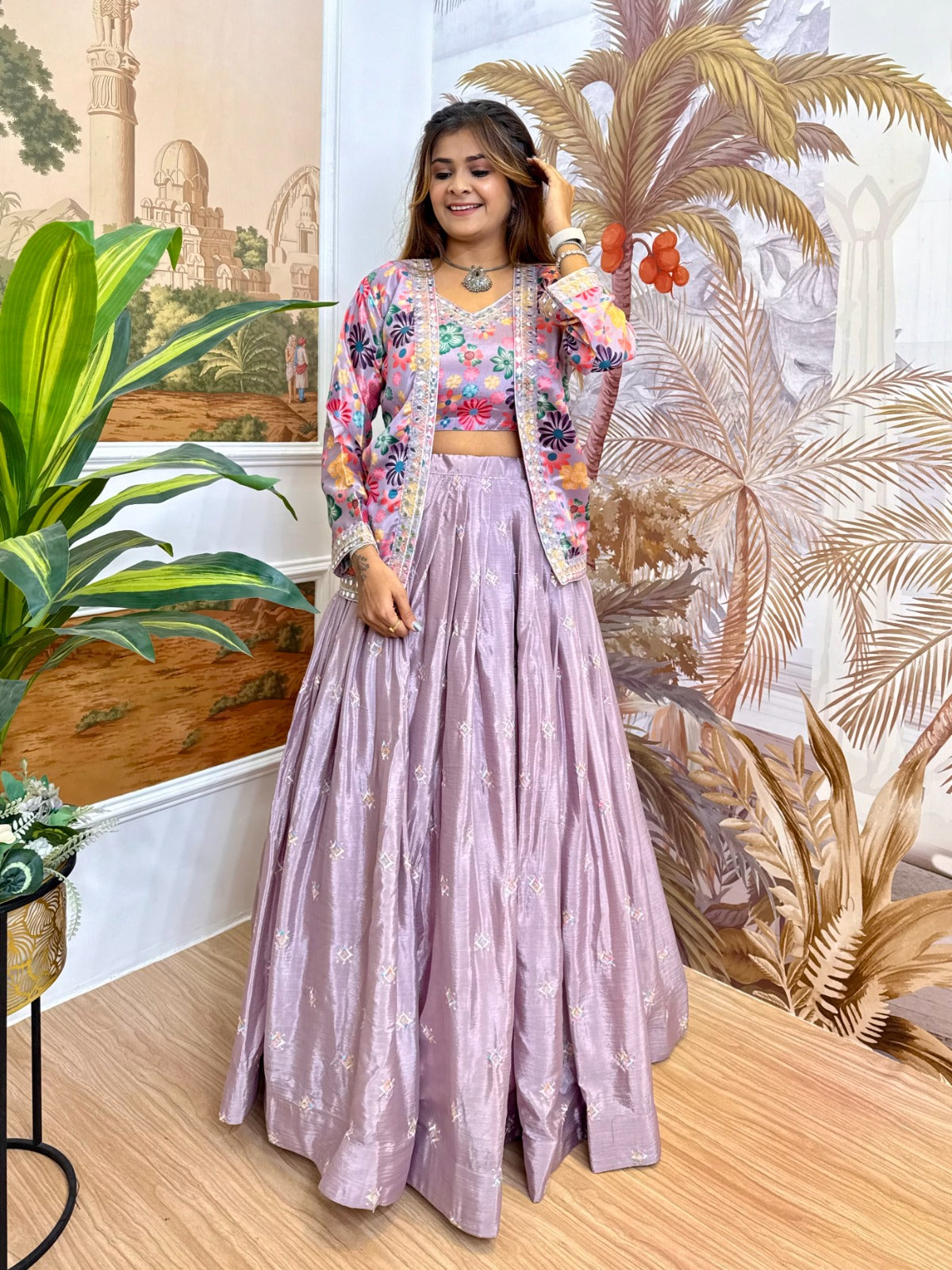 Exclusive Pure Chinon Embroidered Lehenga Choli with Koti Set