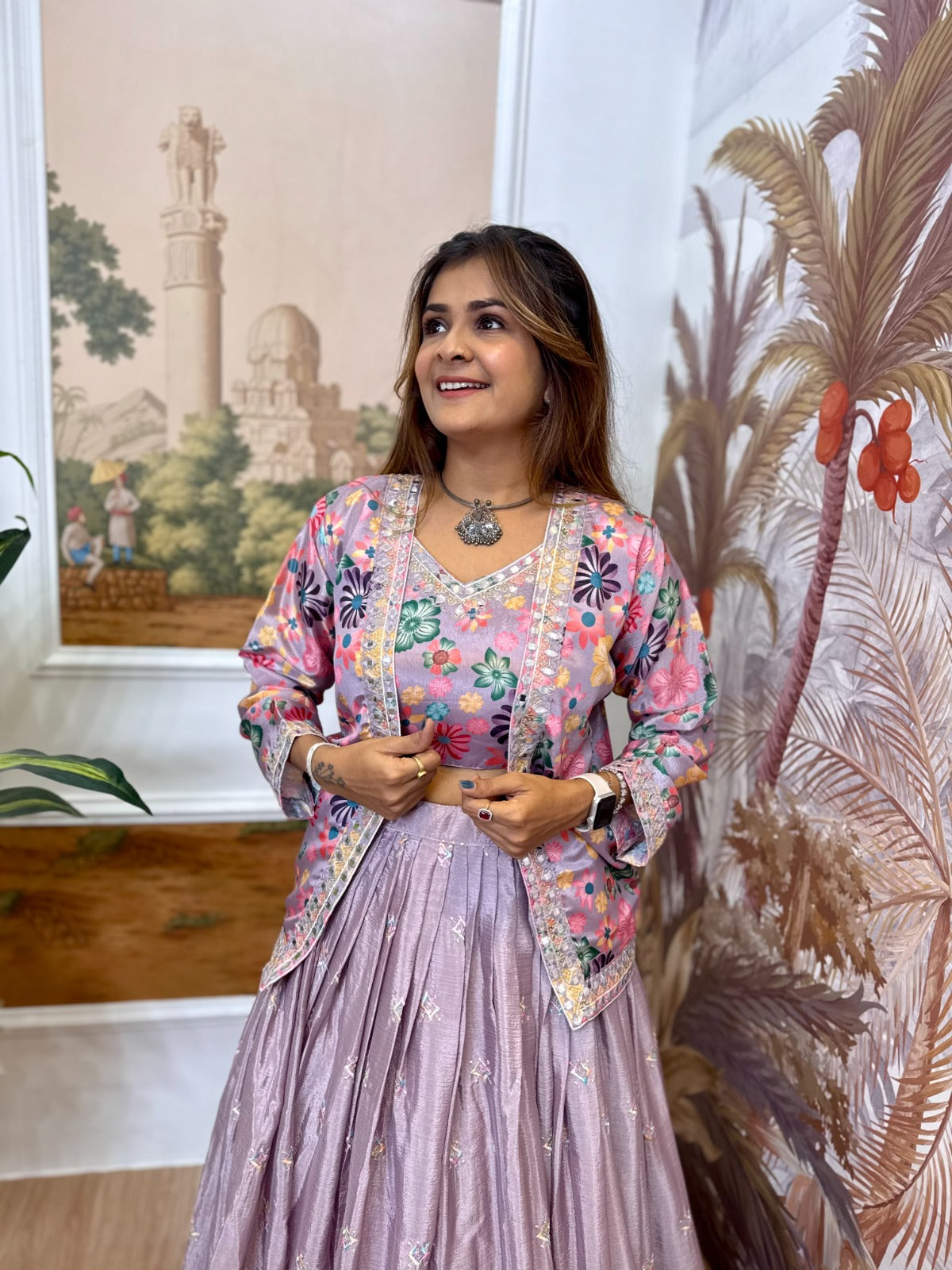 Exclusive Pure Chinon Embroidered Lehenga Choli with Koti Set