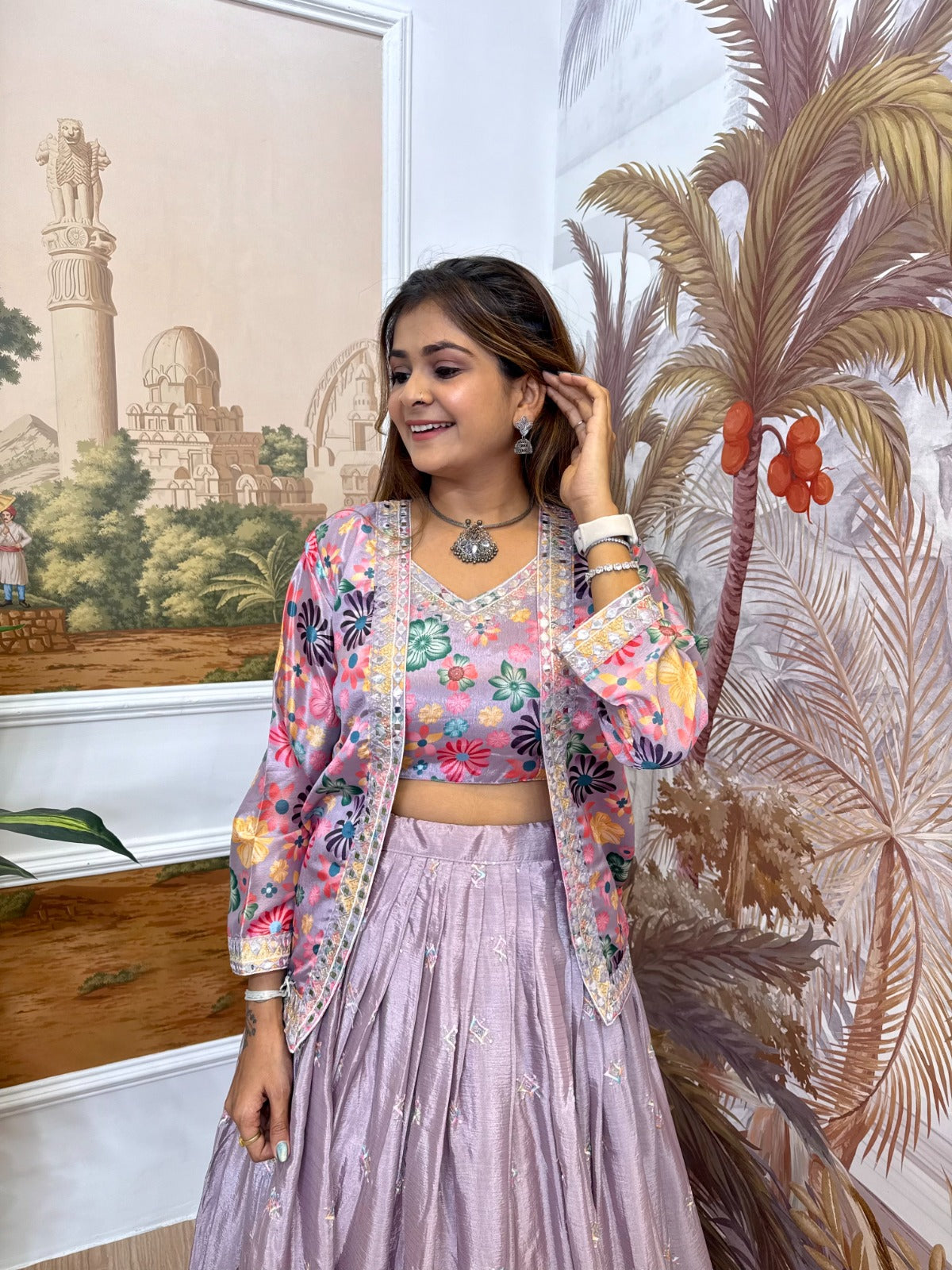 Exclusive Pure Chinon Embroidered Lehenga Choli with Koti Set