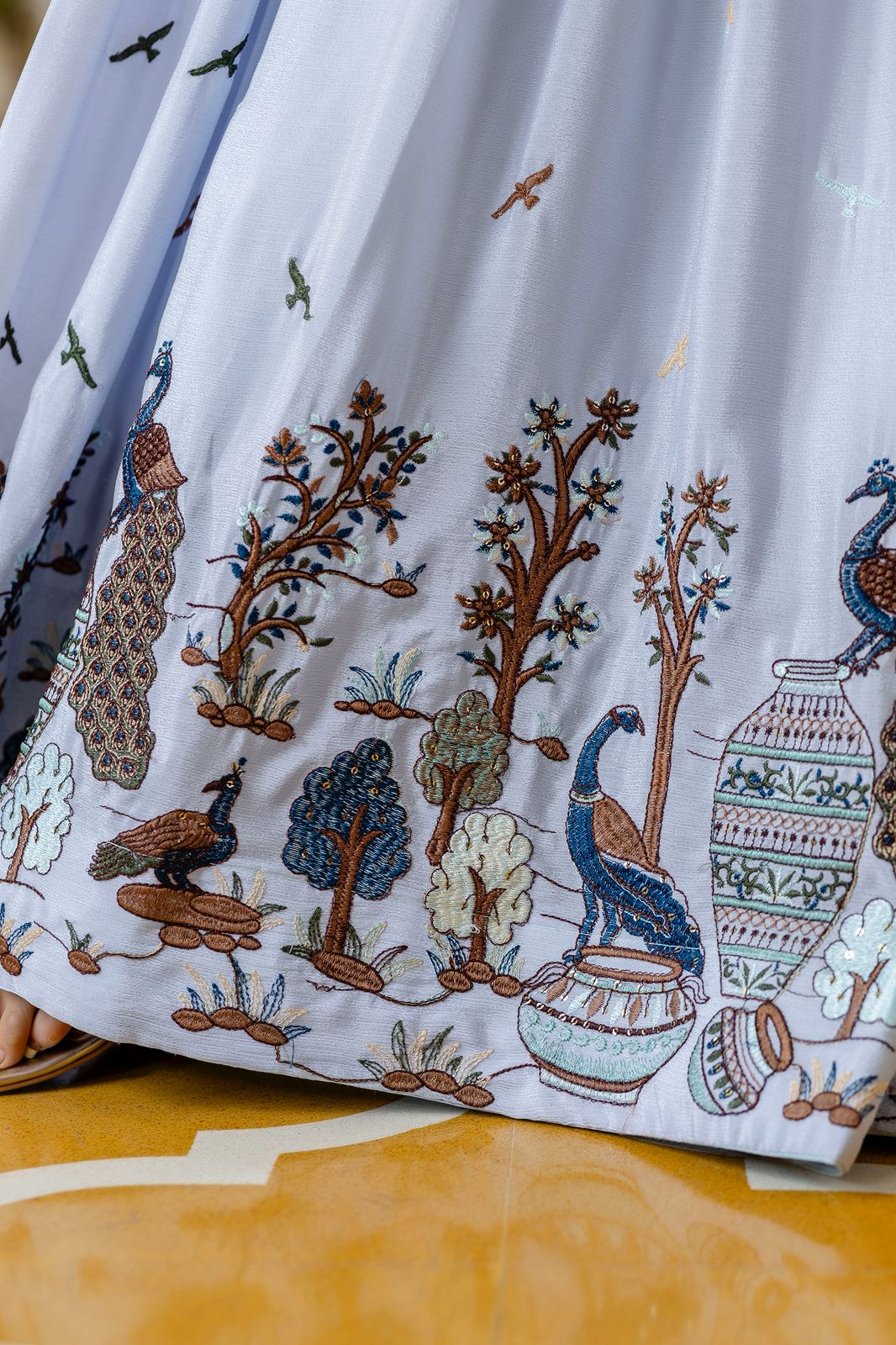 Chinon Embroidered Flared Gown with Dupatta – 3.5 Meter Flair Festive Wear