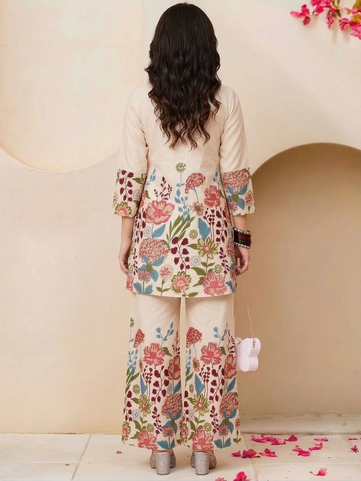 Premium Floral Khadi Cotton Co-Ord Set with Plazo – Ready to Wear