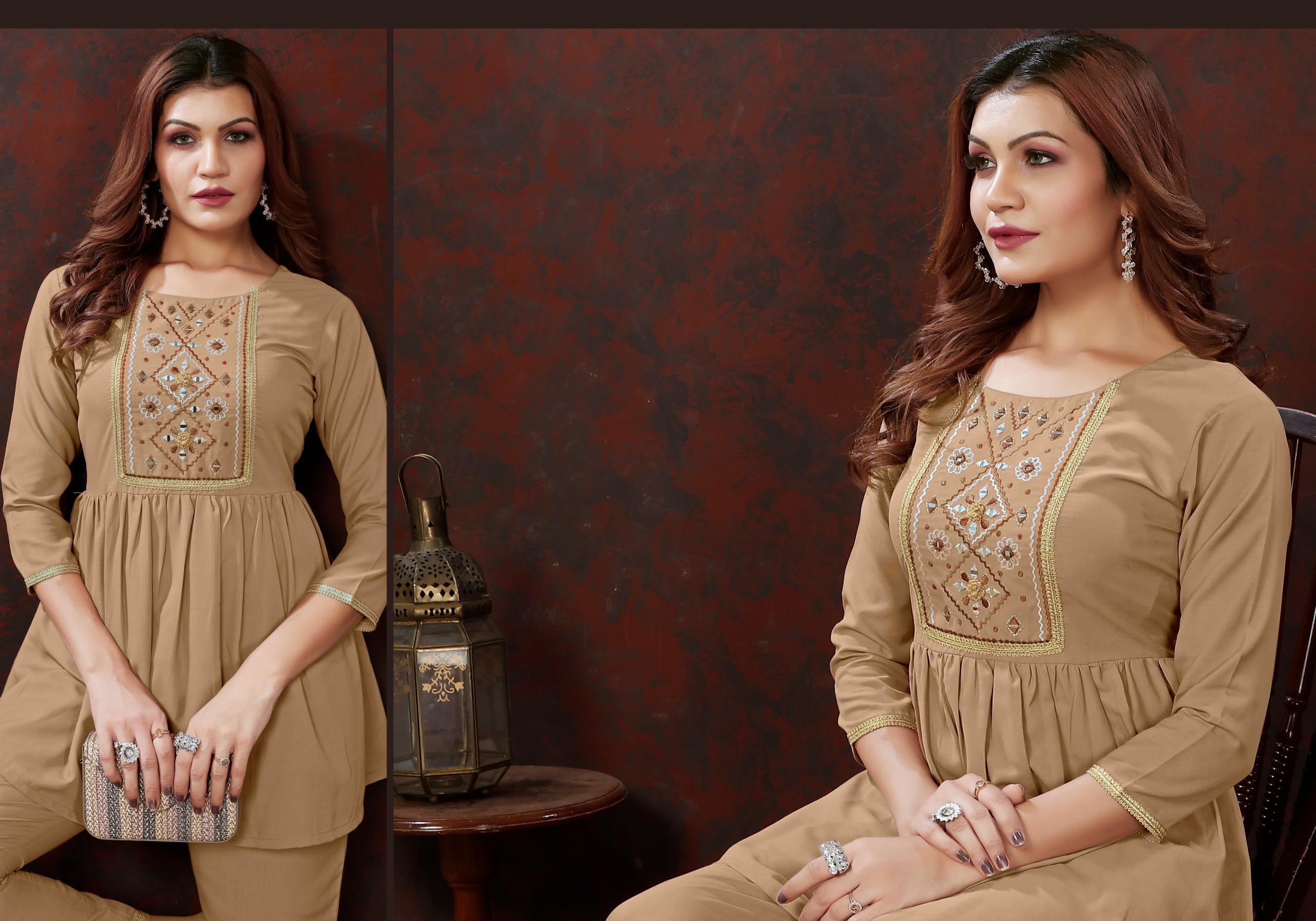 Women Maaza Cotton Co-Ord Set with Handwork – Stylish Kurti Pant Set with Pockets