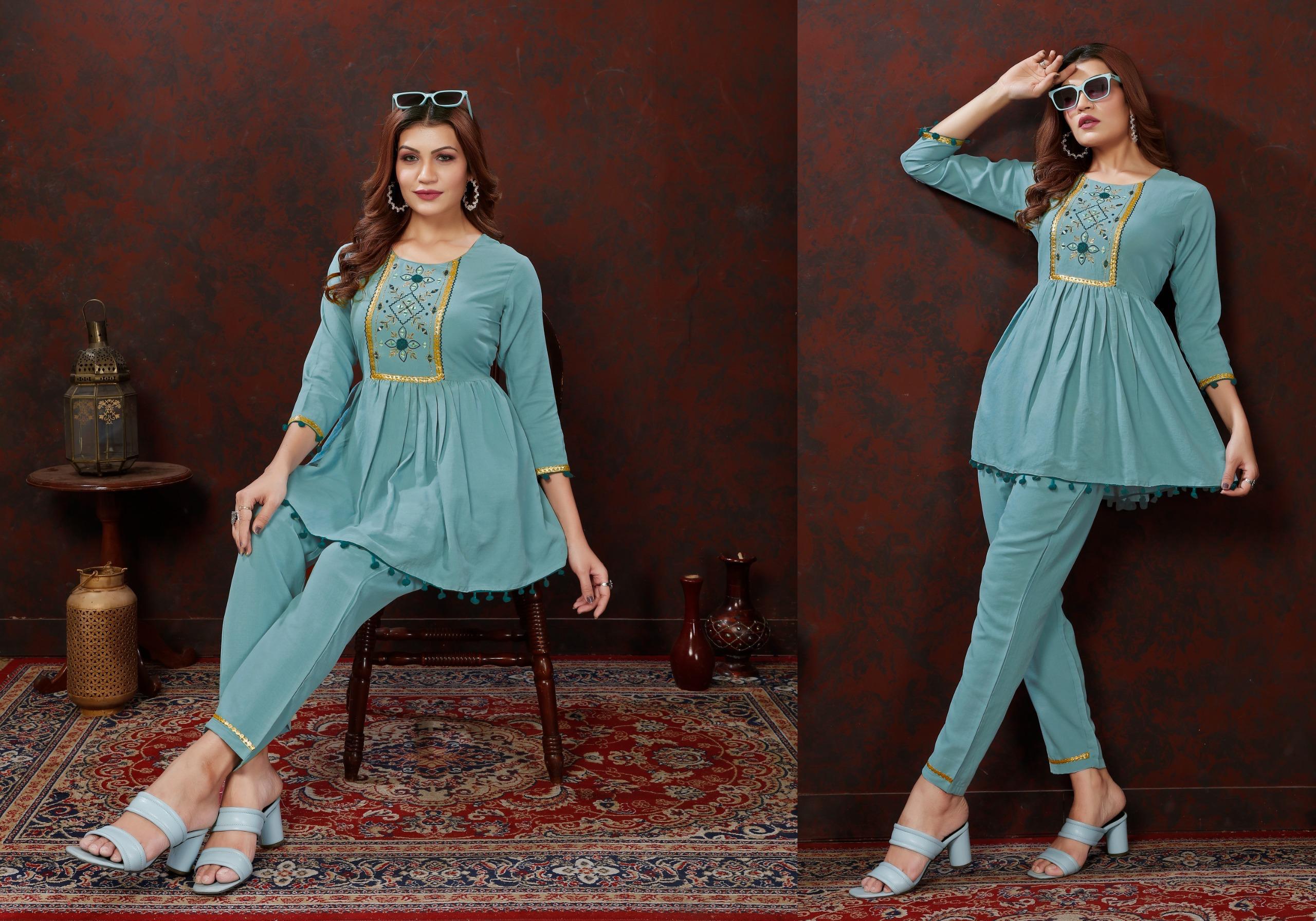 Women Maaza Cotton Co-Ord Set with Handwork – Stylish Kurti Pant Set with Pockets