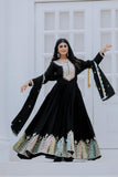 Premium Chinon Silk Embroidered Anarkali Gown with Dupatta