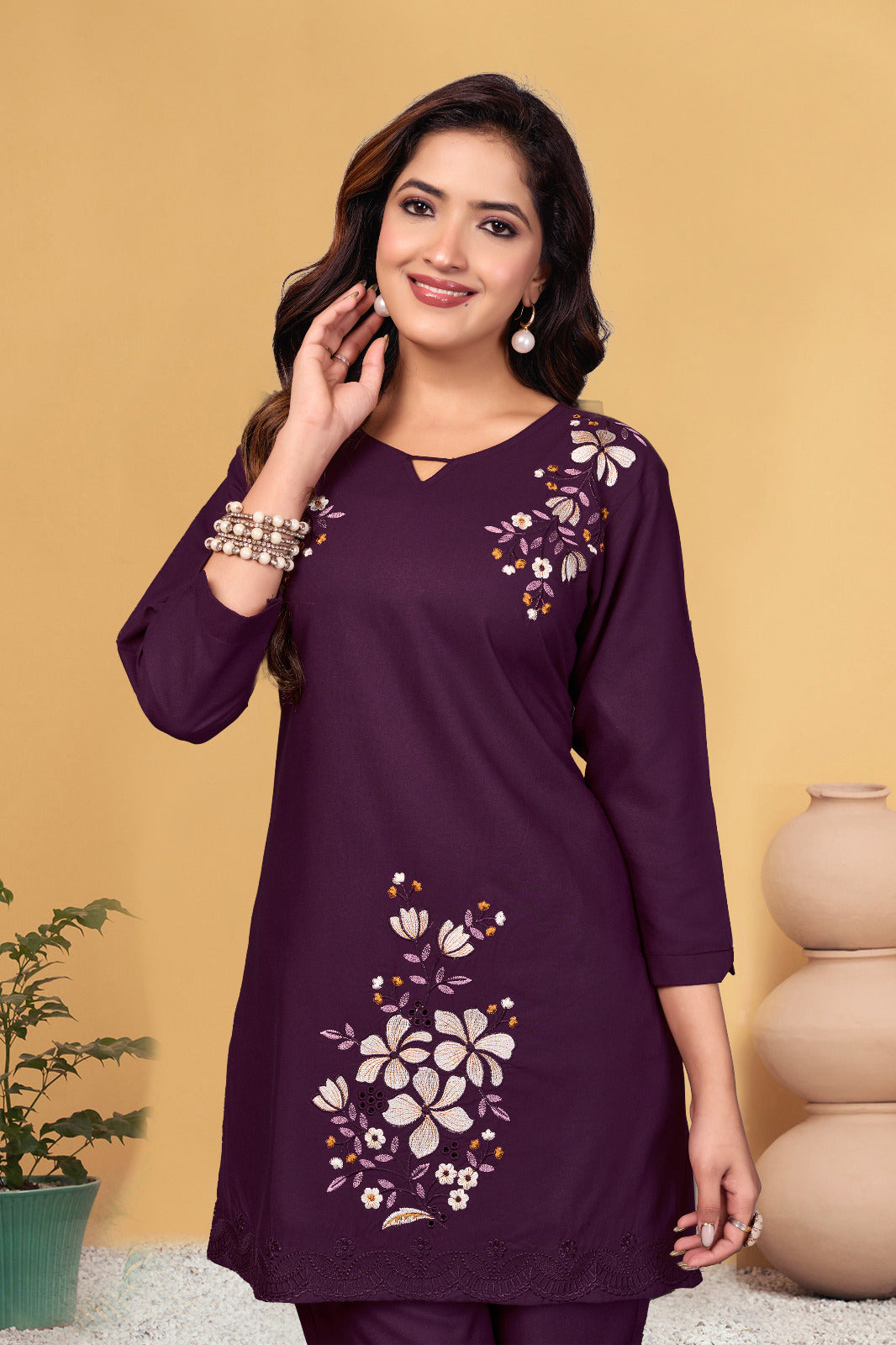 Heavy Viscose Rayon Embroidered Co-Ord Set