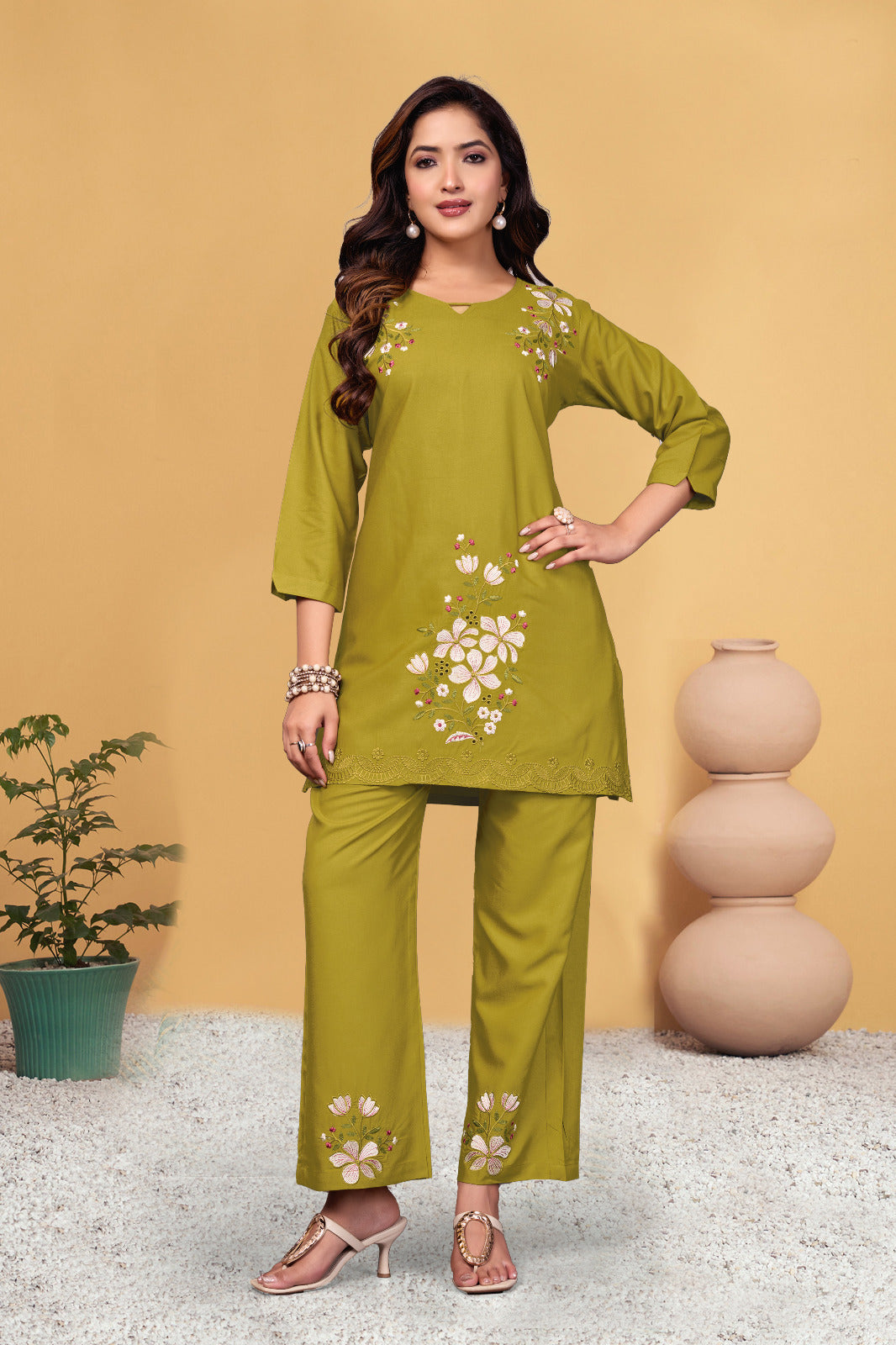 Heavy Viscose Rayon Embroidered Co-Ord Set