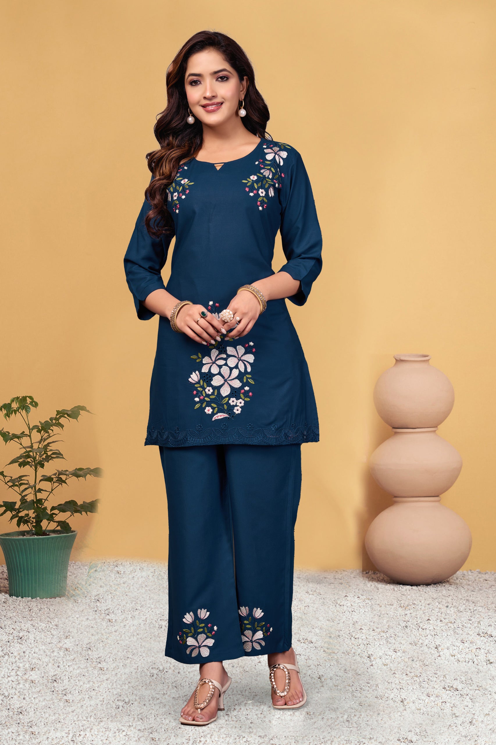 Heavy Viscose Rayon Embroidered Co-Ord Set