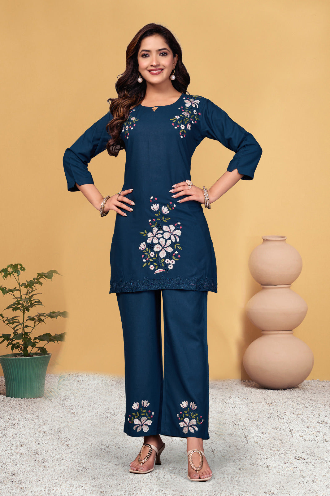 Heavy Viscose Rayon Embroidered Co-Ord Set