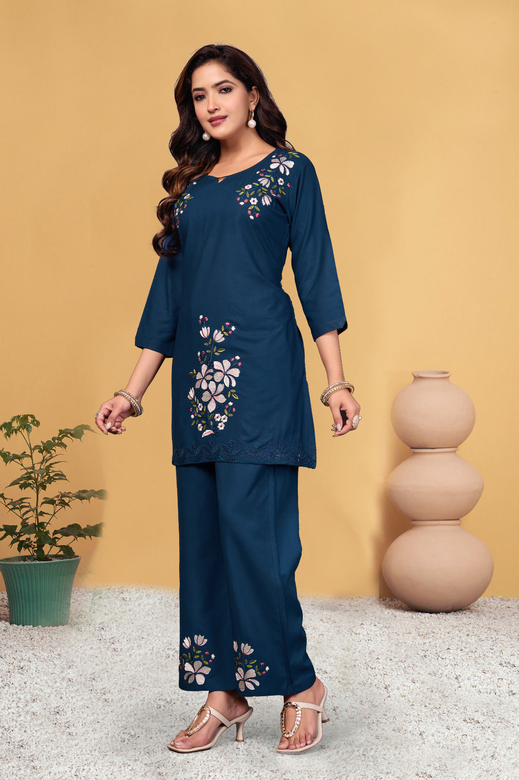 Heavy Viscose Rayon Embroidered Co-Ord Set