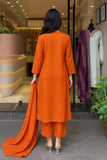 Rayon Slub Embroidered Kurta Set with Chanderi Dupatta