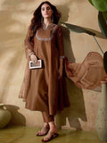 Vichitra Silk Embroidered Kurti, Pant & Dupatta Set