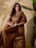Vichitra Silk Embroidered Kurti, Pant & Dupatta Set