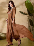 Vichitra Silk Embroidered Kurti, Pant & Dupatta Set