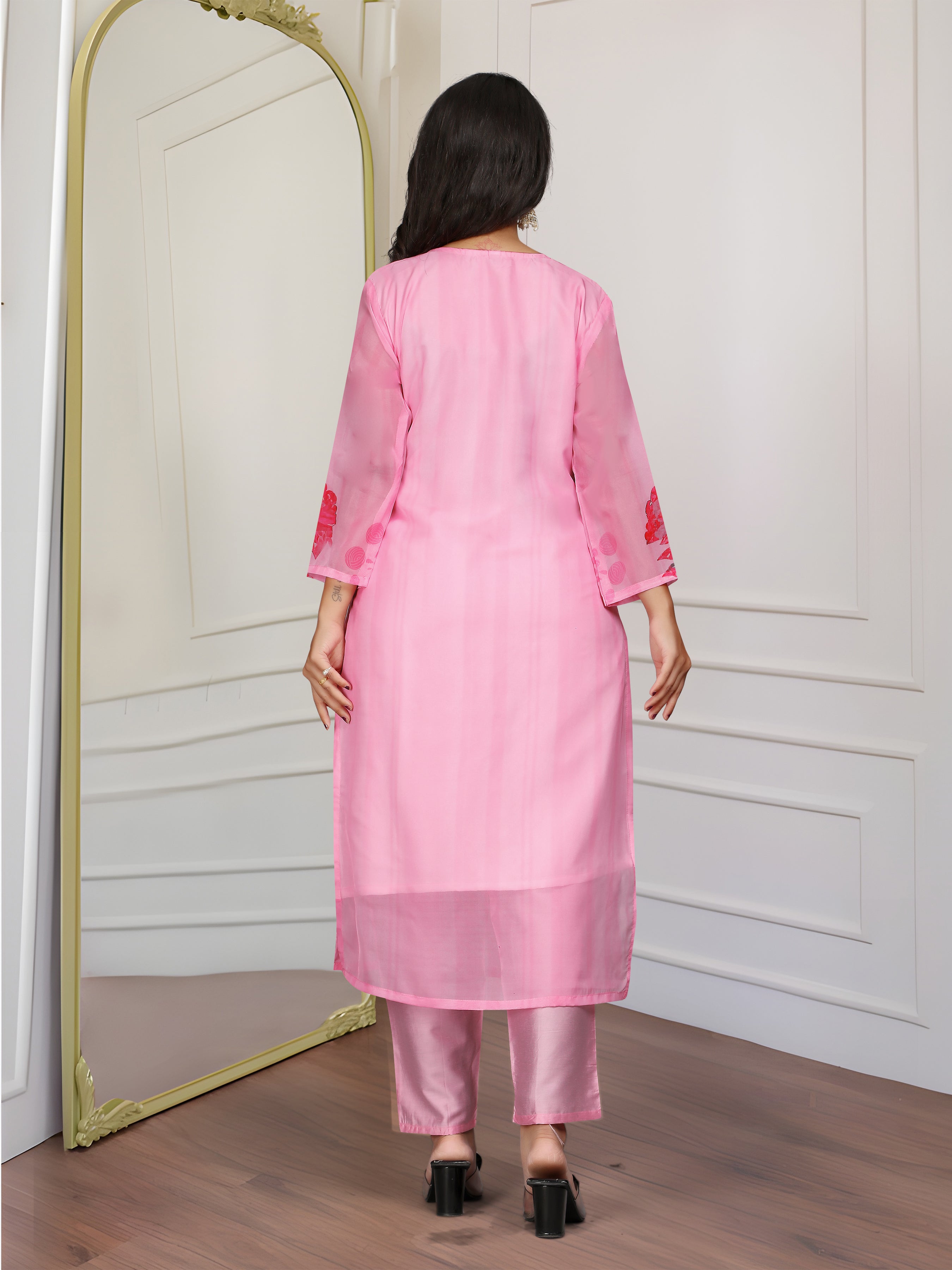 Women’s Embroidered Premium Organza Kurta Set with Printed Dupatta